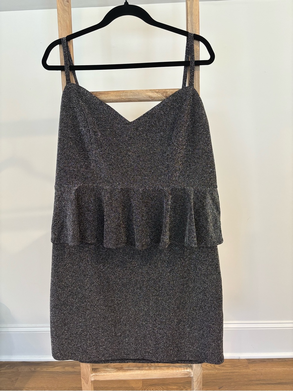 Forever 21+ Metallic Charcoal Peplum Mini Dress - 3X